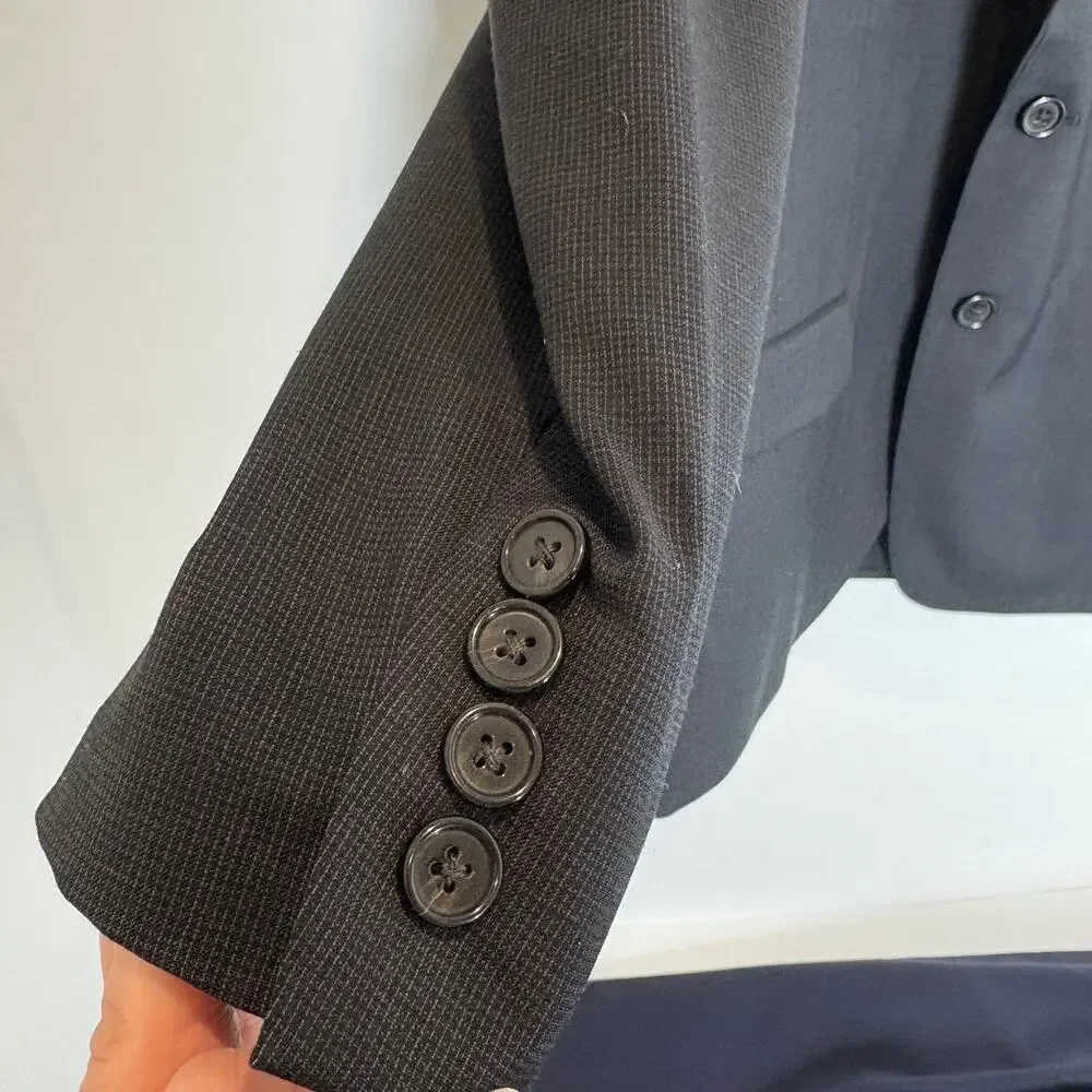 Lauren Ralph Lauren -Black Fine Cross Hatch Pattern Wool Suit Jacket- Size 40S
